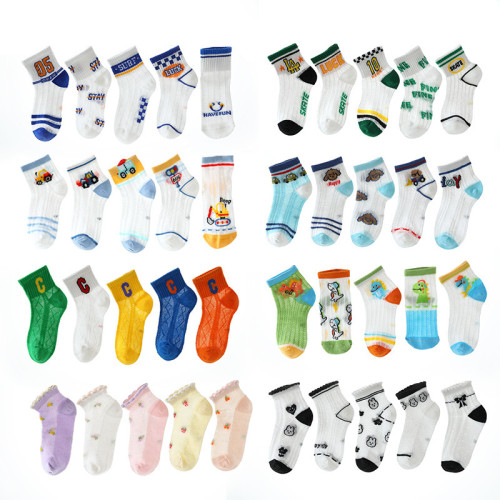 Children's socks summer breathable ice stockings thin children's mesh socks boys and girls cartoon socks