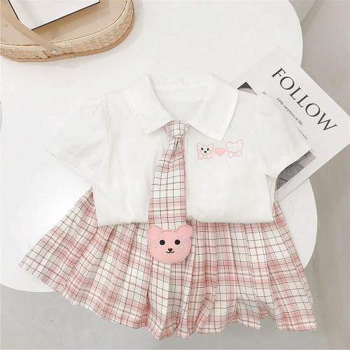 Girls' suits and ties, college style children's spring and autumn female treasures, fashionable children's two-piece suit