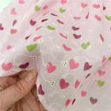 Children's clothing sweet girl heart print full print dress cute girl puff sleeve princess skirt a-line skirt