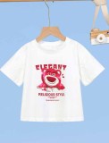 Summer Mother And Girls Strawberry Bear Short-Sleeved Round Neck Cotton T-Shirt