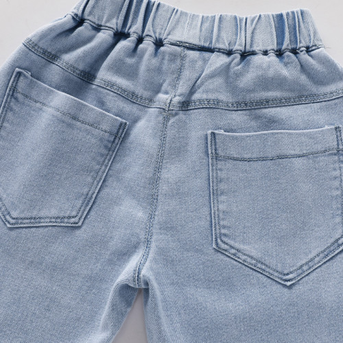 Summer Girls Letter Cotton Cropped Denim Pants