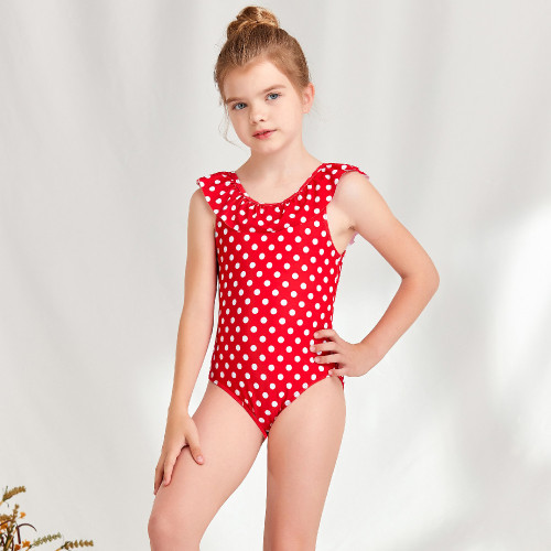 Children's girls swimwear ruffled polka dots