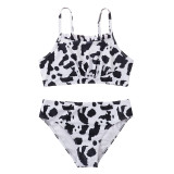 Kids Girls Swimwear Two Pieces Print Bikini Cow Print Swimming Pool Swimsuit Women