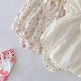 Baby Floral Romper 0-2 Years Old Summer Baby Girl Trendy Puff Sleeve One Piece Newborn Onesie