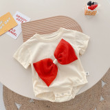 Baby Bow Romper 0-2 Years Old Summer Girl Baby Short Sleeve Romper Newborn Bow Jumpsuit