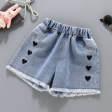 Kids Girls Denim Shorts Trendy Cotton Denim Kids Baby Princess Pleated Summer Shorts