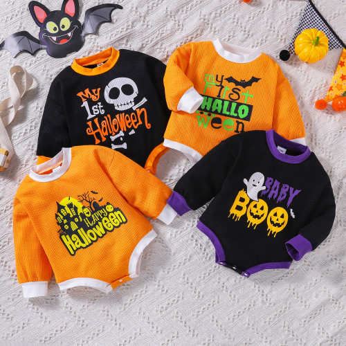 Baby Halloween Festival Patchwork Long Sleeve Romper Children'S Clothing