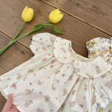 Girl Baby Floral Suit 0-4 Years Old Summer Children Trendy Floral Doll Collar Short Sleeve Shirt Shorts Two Piece Set