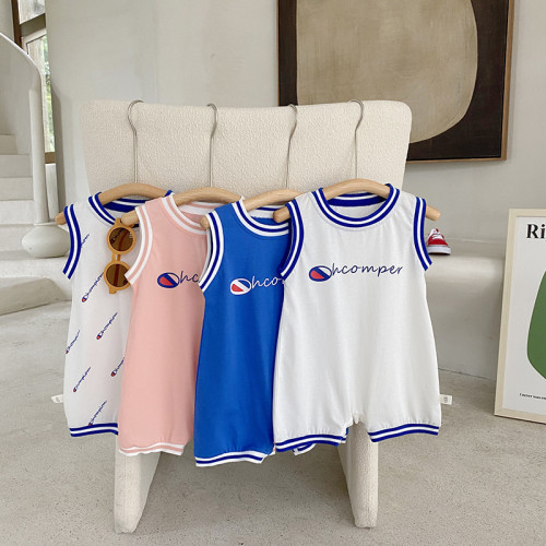 Baby Sleeveless Romper 0-2 Years Old Summer Baby Boy And Girl Cartoon Letter One Piece Newborn Clothes Thin
