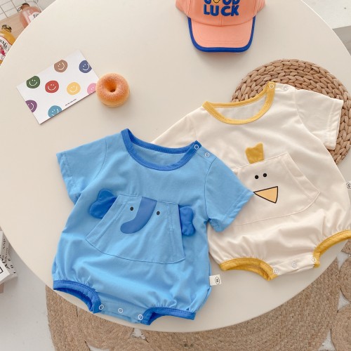 Baby cartoon jumpsuit 0-2 years old summer Baby Boy And Girl baby elephant short-sleeved romper newborn clothes thin