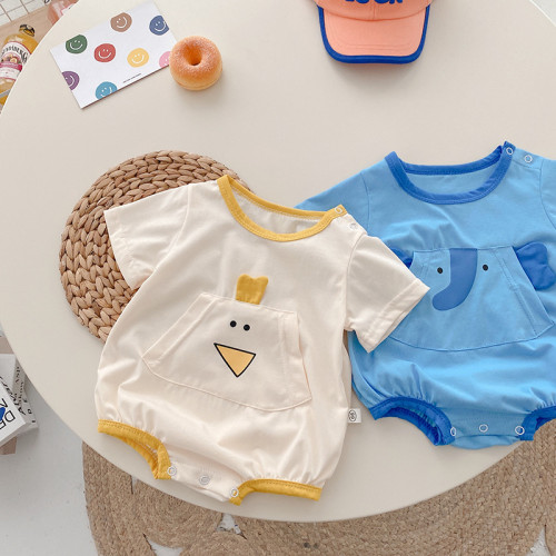 Baby cartoon jumpsuit 0-2 years old summer Baby Boy And Girl baby elephant short-sleeved romper newborn clothes thin