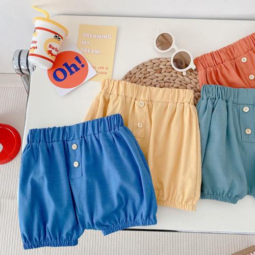 Children's solid color shorts 0-3 years old summer boy baby solid color pants children's soft Thin Casual pants