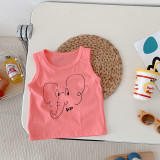 Boys Trendy Elephant T-Shirt 0-3 Years Old Summer Boy Baby Cartoon Tank Top Children's Solid Color Shorts Thin