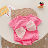 Baby Bow Romper 0-2 Years Old Summer Girl Baby Short Sleeve Romper Newborn Bow Jumpsuit
