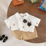 Sister and brother wear children's college style suit 0-6 years old summer boy bear shirt baby culottes Skirt