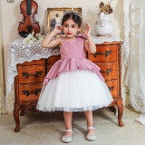 Girls Princess Dress Strap Bow Tutu Dress Children'S Performance Clothing