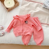 Children's Sports Suit 0-3 Years Old Autumn Baby Boy And Girl Trendy Cartoon Jacket Casual Pants Two Piece Set