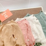 Baby Bamboo Cotton T-Shirt 0-3 Years Old Spring Autumn Boys Solid Color Simple Basic Shirts Children's Soft Tops