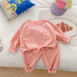 Kids Tracksuit Fall Baby Boy And Girl Embossed Bear Hoodies Sweatpants Two Piece