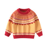 Fall Girls Round Neck Sweater Crochet Ball Neck Knitting Shirt Girls Thermal Sweater