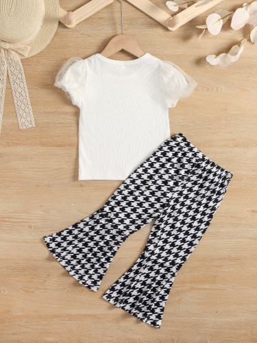 Emergency Girls Suit White Short Sleeve Top Plaid Trousers Suit
