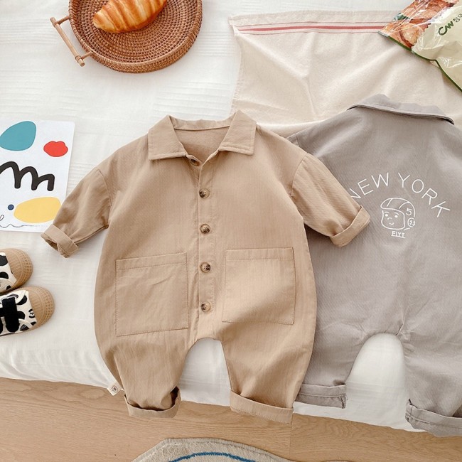 Baby Cargo One Piece 0-2 Years Old Autumn Boy Baby Cartoon Long Sleeve Jumpsuit Newborn Outing Clothes