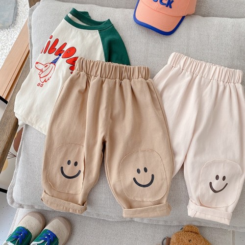 Children's Casual pants 0-3 years old autumn boy baby patch trousers boy washed cotton harem pants