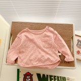 Baby Bamboo Cotton T-Shirt 0-3 Years Old Spring Autumn Boys Solid Color Simple Basic Shirts Children's Soft Tops