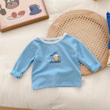 Kids Cartoon Basic Shirt 0-3 Years Old Fall Baby Boy And Girl Trendy Letter Top Kids Contrast T-Shirt