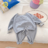 Kids Tracksuit Fall Baby Boy And Girl Embossed Bear Hoodies Sweatpants Two Piece