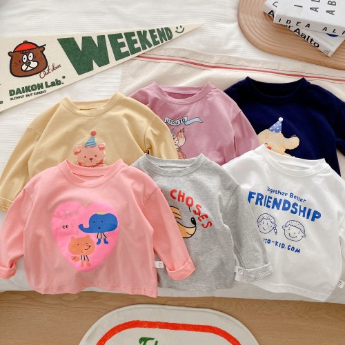 Baby Girl Cartoon Basic Shirt 0-3 Years Old Spring Autumn Girls Cute Long Sleeve T-Shirt Kids Tops