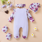 Baby Girl Floral Print Long Sleeve Romper 5Pcs Set