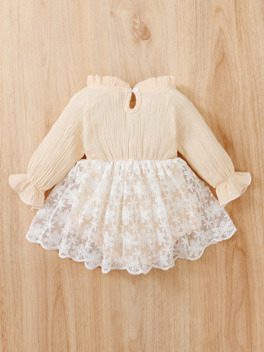 Baby Girl Fall Long Sleeve Lace Patchwork Dress