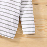 Baby Boy Long Sleeve Stripe Top And Bib Romper 3Pcs Set