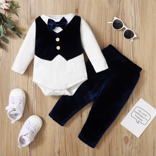Baby Boy Long Sleeve Romper And Pants Two Piece Set