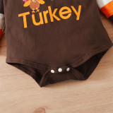 Baby Boy Christmas Turkey Print Hoody Rompers