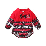 Baby Boy Christmas Elk Print Rompers