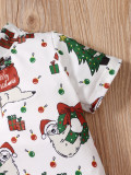 Baby Boy Christmas Print Two Piece Suspender Shorts Set