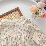 Baby Floral Onesie Jumpsuit 0-2 Years Old Autumn Baby Lace Long Sleeve Onesie Romper Newborn Clothes