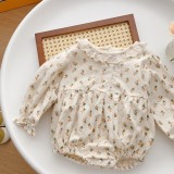 Baby Floral Onesie Jumpsuit 0-2 Years Old Autumn Baby Lace Long Sleeve Onesie Romper Newborn Clothes