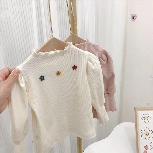 Spring Autumn Clothes Girls Heart Print Puff Sleeve Basic Shirts Girls Baby Cotton Tops Baby Kids Long Sleeve T-Shirt