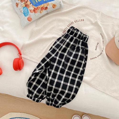 Kids Check Cargo Pants 1-7 Years Fall Baby Boy And Girl Casual Pants Kids Trendy Pants