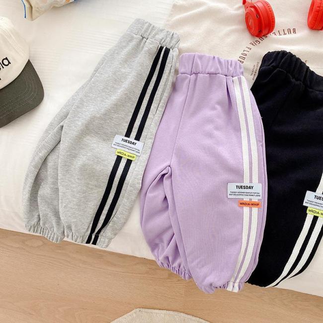 Children'S Ribbon Sweatpants 1-7 Years Fall Baby Boy And Girl Labeled Leggings Kids Fashion Pants