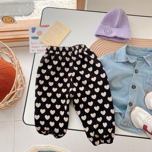 Girls Heart Print Sweatpants 0-6 Years Old Autumn Baby Girls Fashion Casual Pants Children'S Sweatpants