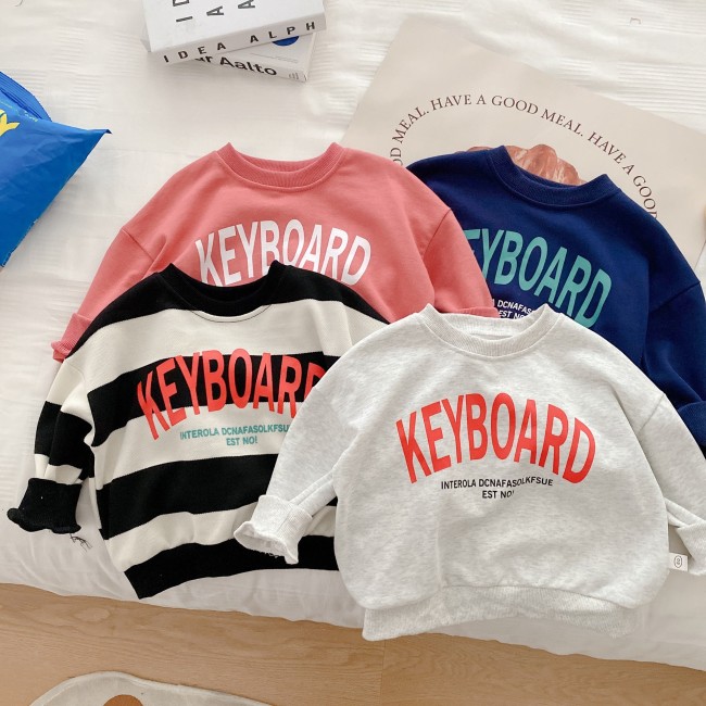 Children'S Letter Hoodies 1-7 Years Old Autumn Boys Loose Top Girls Baby Long Sleeve Striped T-Shirt