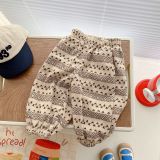 Baby corduroy Casual pants fall 0-5 years old boys jacquard sweatpants Girl's Korean sports pants