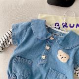 Baby Denim Romper 0-2 Years Fall Baby Boy And Girl Striped Patchwork Bodysuit Newborn Clothes