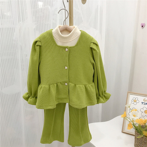 Girl autumn solid color two-piece set