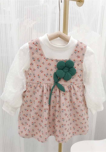 Girl autumn flower suspender dress