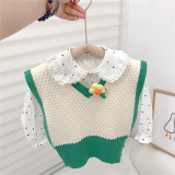 Girl floral sweater vest